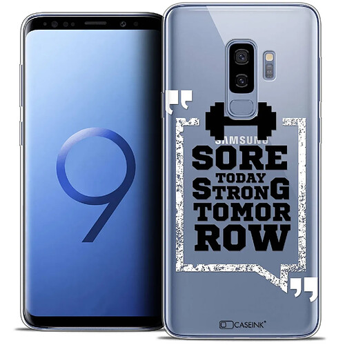 Caseink Coque Housse Etui Samsung Galaxy S9+ (6.2 ) [Crystal Gel HD Collection Quote Design Strong Tomorrow - Souple - Ultra Fin - Imprimé en France]