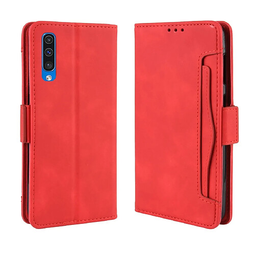 Wewoo Housse Coque Etui en cuir de modèle de portefeuille style skin feel pour Galaxy A50 / A50savec fente carte séparée rouge