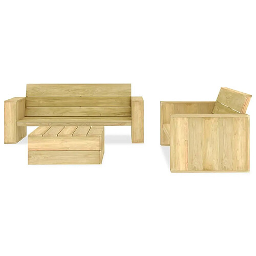 Maison Chic Salon de jardin 3 pcs - Table et chaises d'extérieur - Mobilier/Meubles de jardin Moderne Bois de pin imprégné -MN91731