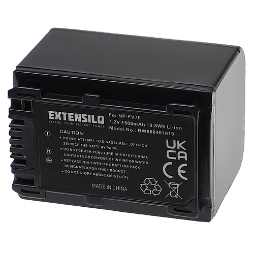 Vhbw EXTENSILO Batterie compatible avec Sony DCR-SX41, DCR-SX41E, DCR-SX34E, DCR-SX40E appareil photo, reflex numérique (1500mAh, 7,2V, Li-ion)