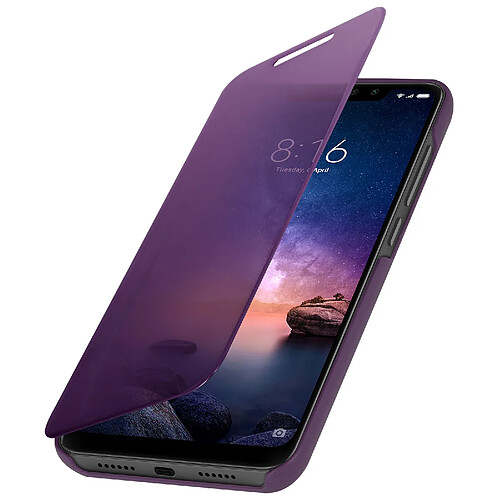 Avizar Housse Xiaomi Redmi Note 6 Pro Étui Miroir Clapet translucide Stand Vidéo Violet