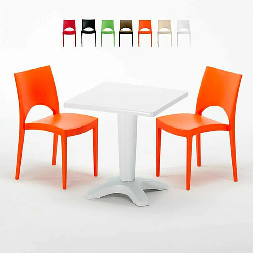 Grand Soleil Table et 2 chaises colorées polypropylen