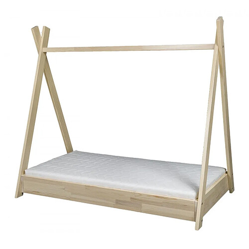 Velinda Ensemble matelas ECO+Lit tente bois naturel