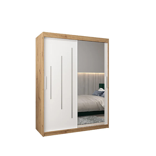 Abiks Meble Armoire YORK 2 À Portes Coulissantes 200/150/62 2 Portes (Artisan/Blanc)