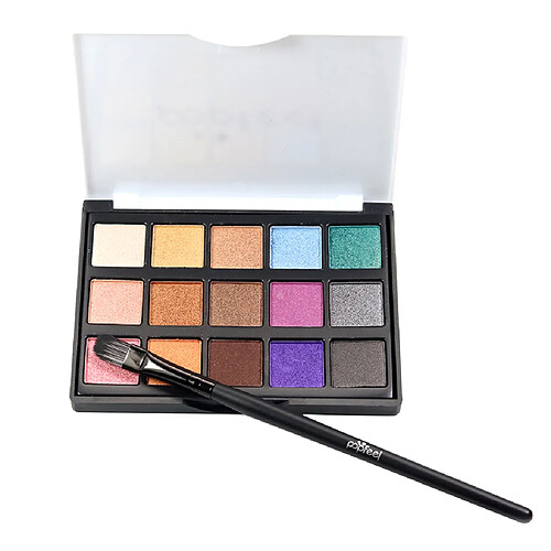 15 couleurs brillant kit de palette d'ombre à paupières matte + brosse à maquillage ombre à paupières # 1