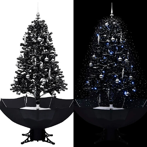 vidaXL Arbre de Noël neigeux avec base de parapluie Noir 170 cm PVC