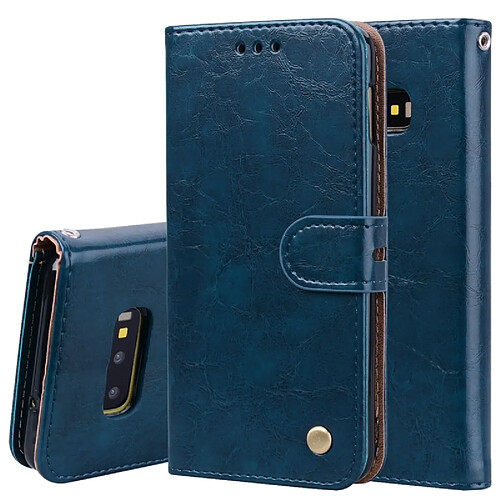 Wewoo étuis en cuir Coque Housse Etui à rabat horizontal de texture Business Style Oil pour Galaxy S10 E, avec support et emplacements pour cartes porte-monnaie (bleu)