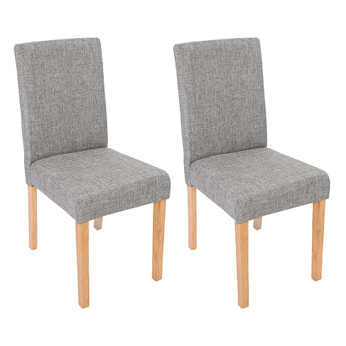 Mendler Lot de 2 chaises de séjour Littau ~ tissu gris, pieds clairs