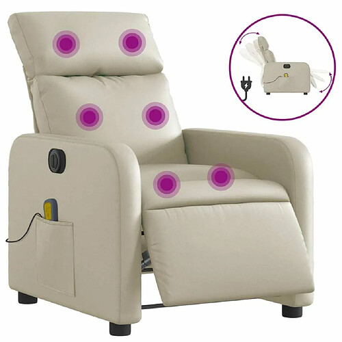 Maison Chic Fauteuil Relax pour salon, Fauteuil de massage inclinable électrique crème similicuir -GKD11405