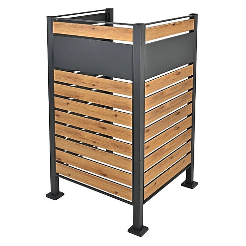 ML-Design Clôture pour 1 Poubelle, en Acier, Aspect Bois/Anthracite, 150x91 cm, Antirouille, Module d'Extension Boîte à Poubelle, Stockage Habillage pour Conteneur, Protection Visuelle de Jardin