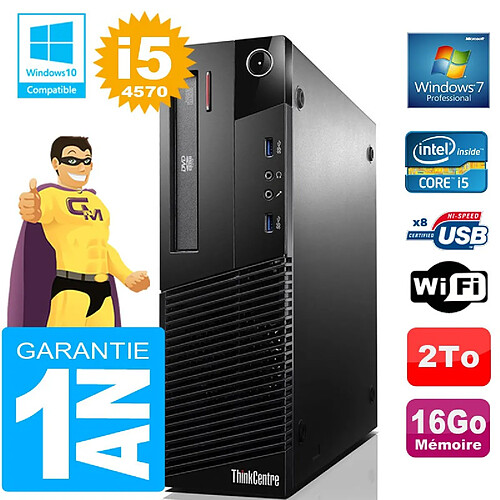 PC Lenovo M93p SFF Core I5-4570 Ram 16Go Disque 2 To Graveur DVD Wifi W7 · Occasion