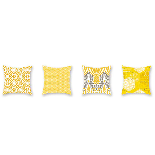 YP Select 4pcs jaune taie d'oreiller géométrique canapé taie d'oreiller de coussin - 3 jaune 45X45Cm