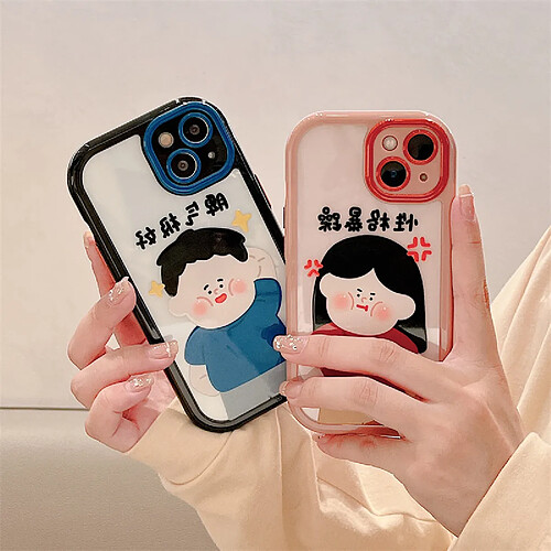 GUPBOO Étui pour iPhone11ProMax Coque de téléphone drôle en colère battant couple drôle en silicone