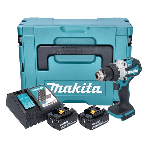 Makita DHP 489 RTJ Perceuse-visseuse à percussion sans fil 18 V 73 Nm Brushless + 2x batterie 5,0 Ah + chargeur + Makpac