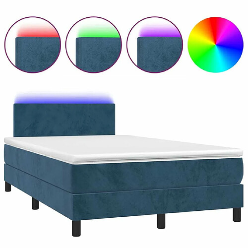 Maison Chic Lit adulte- Lit + matelas,Sommier à lattes de lit avec matelas LED bleu foncé 120x190 cm -GKD57610