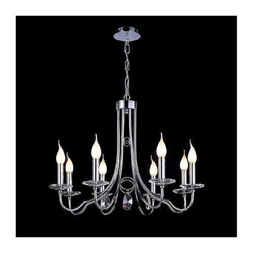 Luminaire Center Suspension Danya rond 8 Ampoules chrome poli/cristal