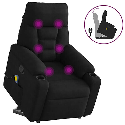 vidaXL Fauteuil inclinable de massage noir tissu microfibre