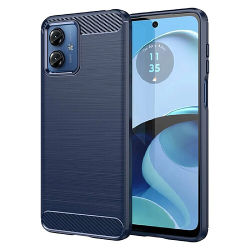 Htdmobiles Coque pour Motorola Moto G14 - housse etui silicone gel carbone + film ecran - BLEU FONCE