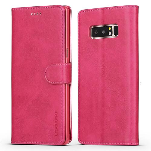 Wewoo Housse Coque Pour Galaxy Note 8 LC.IMEEKE Calf Texture Étui en cuir à rabat horizontalavec support et fentes cartes et portefeuille Rose rouge