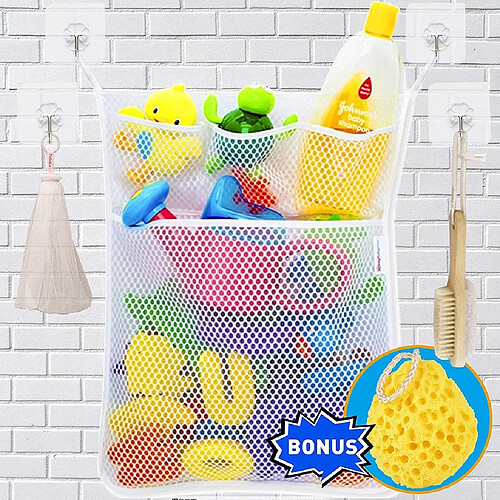 Mode nouveau bébé jouet sac de rangement en maille baignoire baignoire poupée organiser - blanc