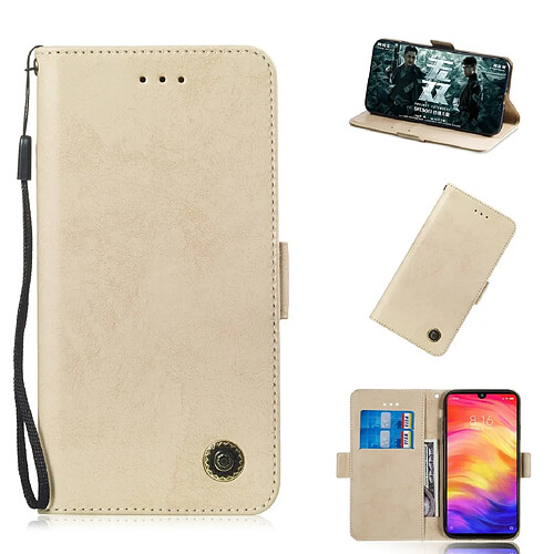 Wewoo Housse Coque Etui en cuir multifonctionnel avec rabat horizontal fente pour carte et support Xiaomi Redmi Note 7 or