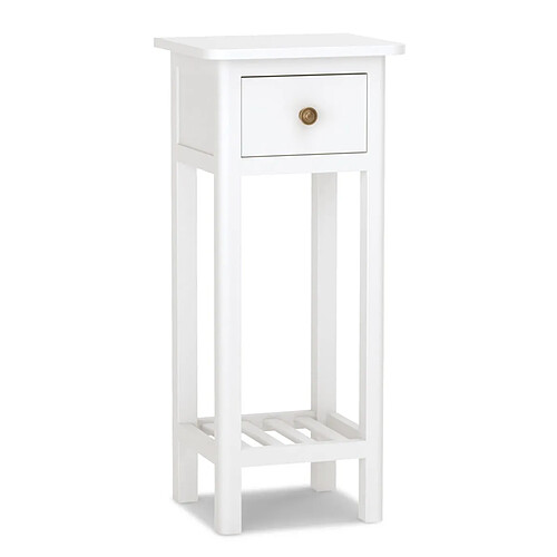 Helloshop26 Table d'appoint bouts de canapé avec tiroir et étagère aucun assemblage petite table haute étroite pour chambre salon entrée 35 x 30 x 80 cm blanc 20_0005203