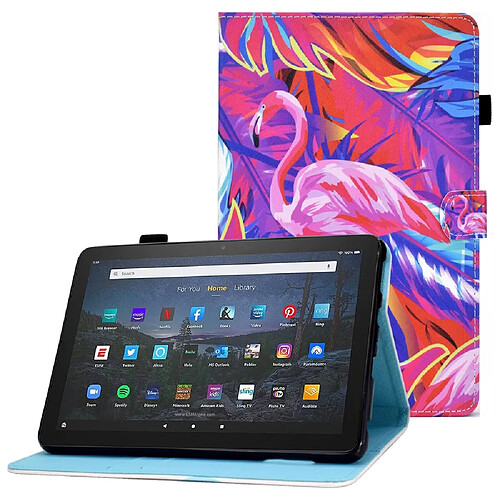 Etui en PU motif piqué, magnétique avec support pour votre Amazon Fire HD 10 Plus (2021) - oiseau