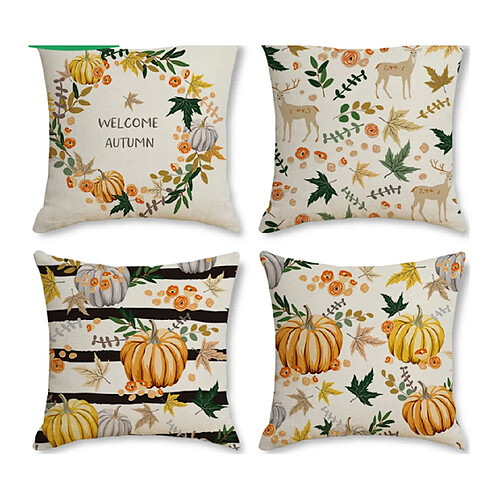 P43 4PCS 45 * 45cm Halloween Modèle de citrouille de potiron Taie d'oreiller de coussin imprimé Coussin de coussin de maison Décoration