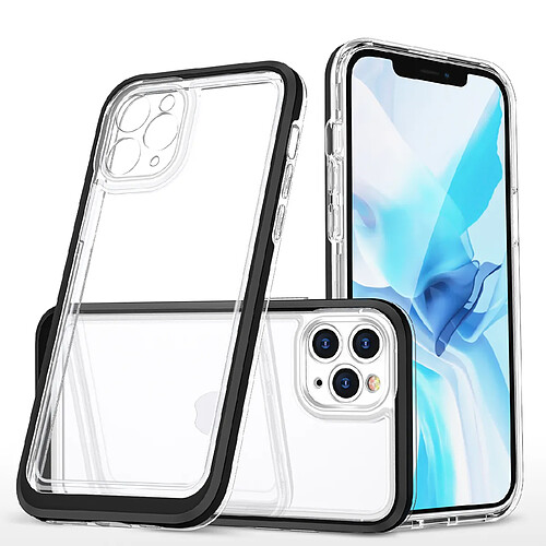 Ozzzo coque transparente 3 en 1 pour iphone 11 pro max coque gel avec cadre noir