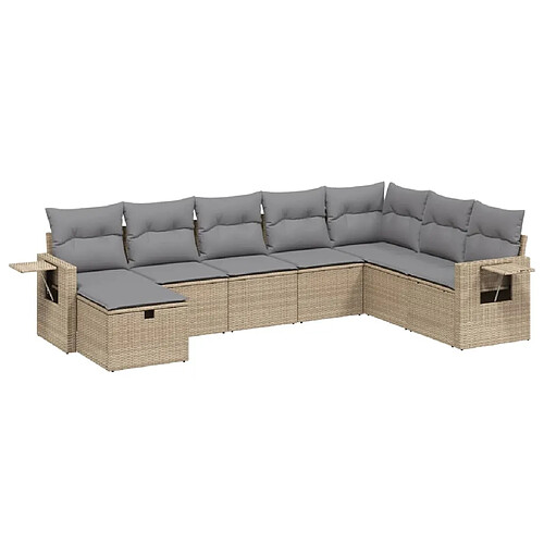 Maison Chic Ensemble à manger d'extérieur 8 pcs avec coussins,Salon de jardin,Mobilier de jardin mélange beige résine tressée -GKD160051