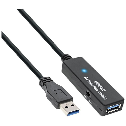 Câble répéteur actif InLine® USB 3.0 Câble de type A mâle à A femelle noir 10m