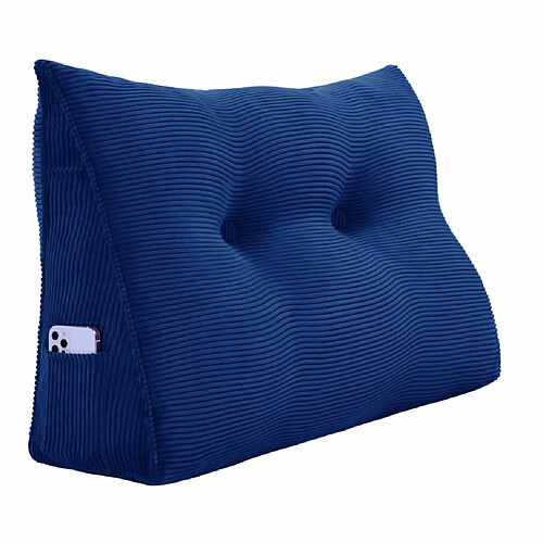 VerCart Coussin de Lecture Compensé, Coussin à Coins, Velours Côtelé Bleu 60cm