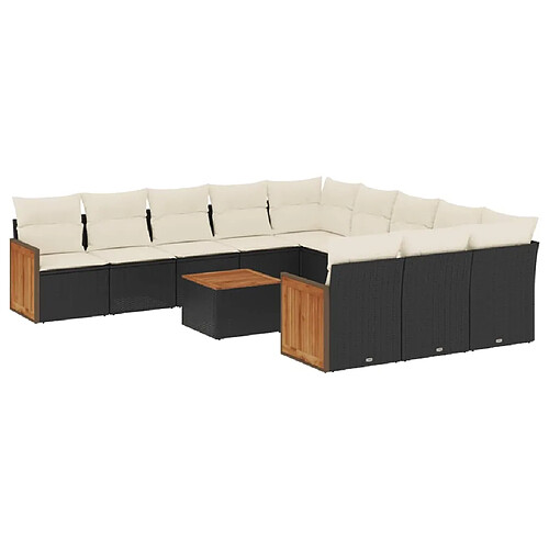 Maison Chic Salon de jardin 12 pcs avec coussins | Ensemble de Table et chaises | Mobilier d'Extérieur noir résine tressée -GKD76941