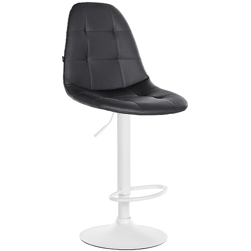 Decoshop26 Tabouret de bar x1 avec repose-pieds hauteur réglable pivotant assise en PVC noir cadre métallique blanc 10_0004834