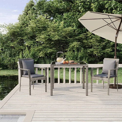 Salle à manger de jardin 3 pcs,Table et chaise à dîner avec coussins Gris -MN58767