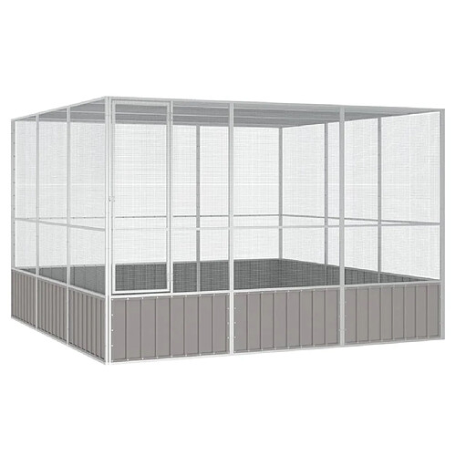 vidaXL Cage à oiseaux Gris 302,5x324,5x211,5 cm Acier galvanisé