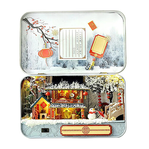 DIY Dollhouse Miniature Box Theatre Artisanat Art Artisanat Cadeau Vintage Hiver Maison Puzzles Kit Jouets pour Anniversaire/Valentine de jour