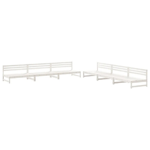 Maison Chic Salon de jardin 6 pcs - Table et chaises d'extérieur - Mobilier/Meubles de jardin Moderne Blanc Bois de pin massif -MN24459