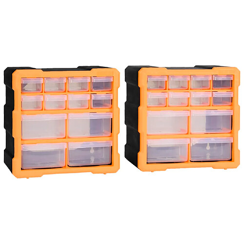 vidaXL Organisateurs multi-tiroirs avec 12 tiroirs 2 pcs 26,5x16x26 cm