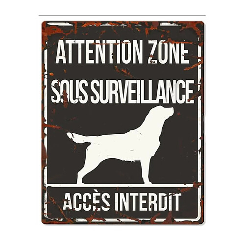 D&D Plaque Attention Chien Retriever - Noir