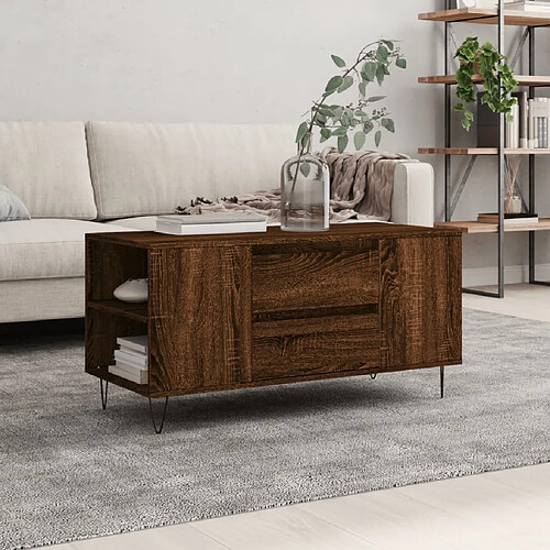 Maison Chic Tabls basse,Table Console pour salon chêne marron 102x44,5x50 cm bois d'ingénierie -MN20653