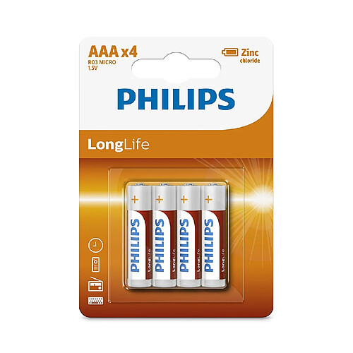 Appetitissime Pack de 4 piles Philips Longlife R03 Micro AAA