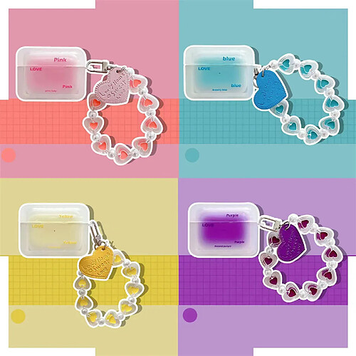 GUPBOO Airpods Coque Housse Étui Protecteur Compatible pour AirPods Pro-ins bracelet coeur couleur dégradé femme