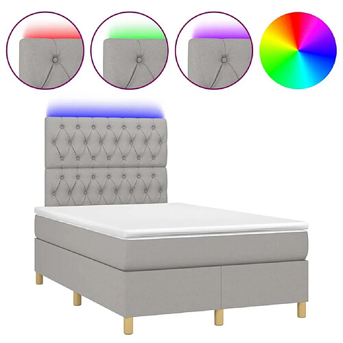 Maison Chic Lit adulte- Lit + matelas + LED,Sommier à lattes de lit matelas LED gris clair 120x190 cm tissu -GKD27991