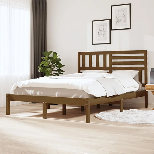 vidaXL Cadre de lit sans matelas marron miel pin massif 120x200 cm