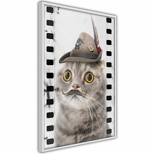 Paris Prix Affiche Murale Encadrée Dressed Up Cat 20 x 30 cm Blanc