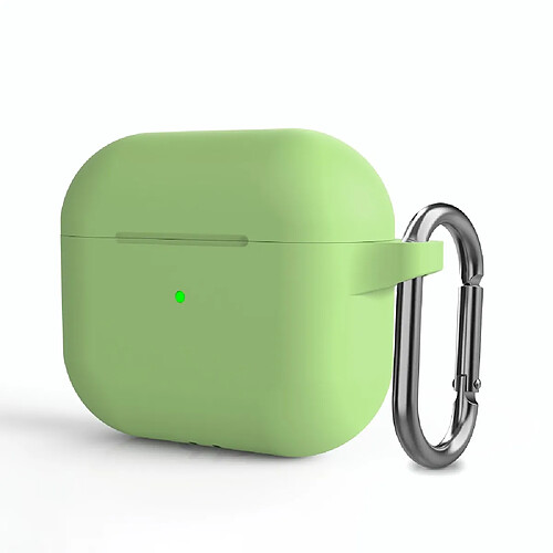 Coque en silicone anti-poussière, avec mousqueton vert matcha pour votre Apple AirPods 3