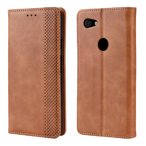 Wewoo Housse Coque Étui en cuir à boucle magnétique avec rétro pour Crazy Horse Texture horizontale Google Pixel 3a XLavec support et logements cartes et cadre photo Marron