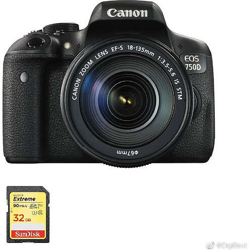 CANON EOS 750D KIT EF-S 18-135mm F3.5-5.6 IS STM + 32GB SD card