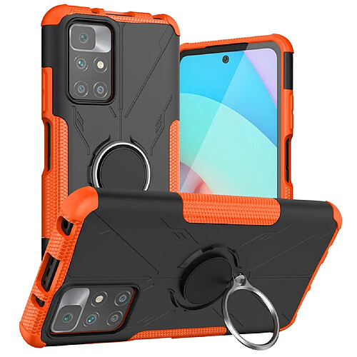 Coque en TPU Anti-empreintes, anti-chutes avec béquille pour votre Xiaomi Redmi Note 11 4G (MediaTek)/Redmi 10 4G (2021)/10 2022 4G - orange